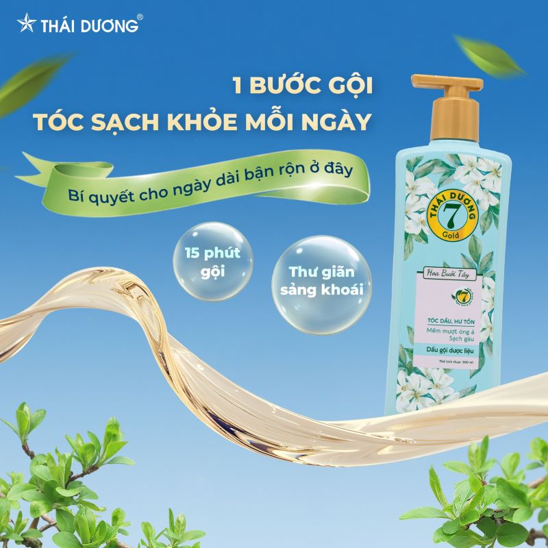 Dầu gội thái dương 7 hương hoa bưởi tây, sạch gầu, hết ngứa, thơm ngát