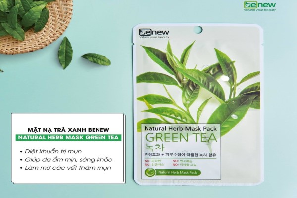 Combo 10 miếng mặt nạ trà xanh Benew Natural Herb Mask Pack - Green Tea 22ml