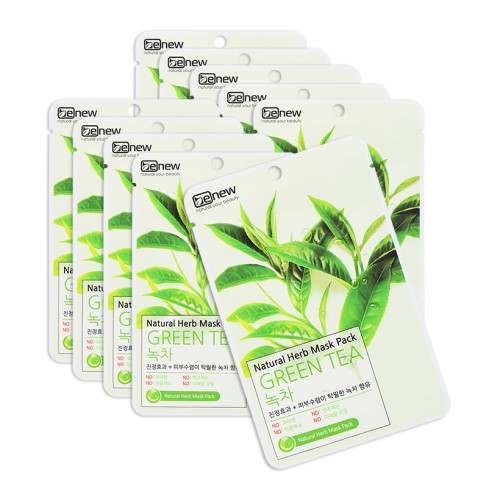 Combo 10 miếng mặt nạ trà xanh Benew Natural Herb Mask Pack 